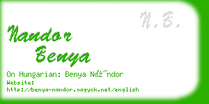 nandor benya business card